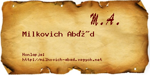 Milkovich Abád névjegykártya